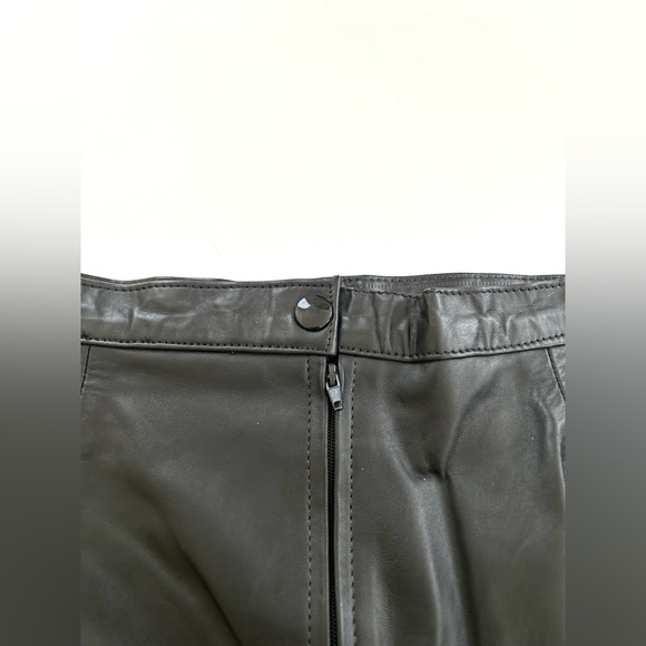 Leather Mini Skirt in Black with Front Seams and Zippered back Size 29.5” waist - Picture 3 of 8